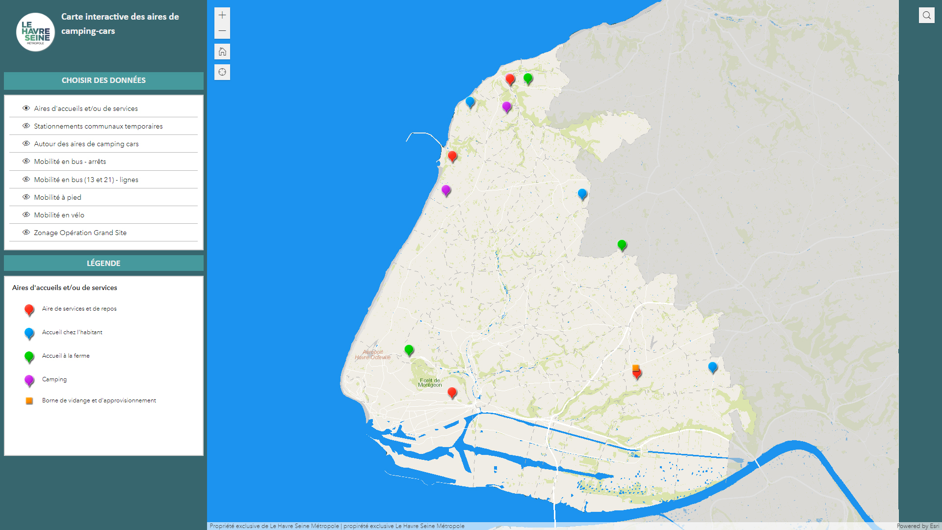 Aires camping cars Le Havre Etretat