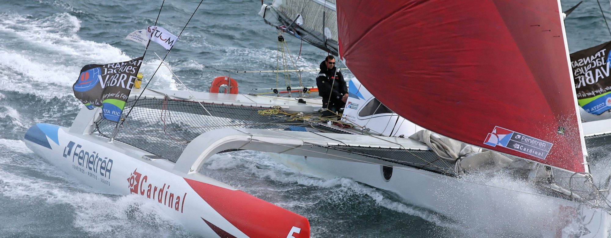 Équipage d'un voilier lors de la régate Transat Jacques Vabre